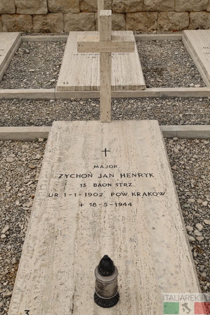 Grób majora Żychonia - Polski Cmentarz Wojenny na Monte Cassino