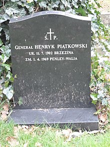 Grób gen. Henryka Piątkowskiego w Londynie