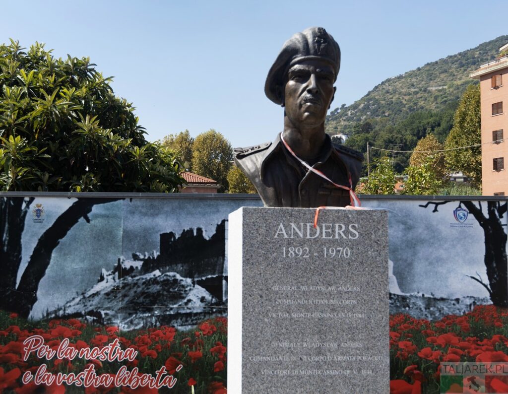 Przewodnik Monte Cassino i okolice - popiersie generała Andersa. Program obchodów 80 rocznicy bitwy