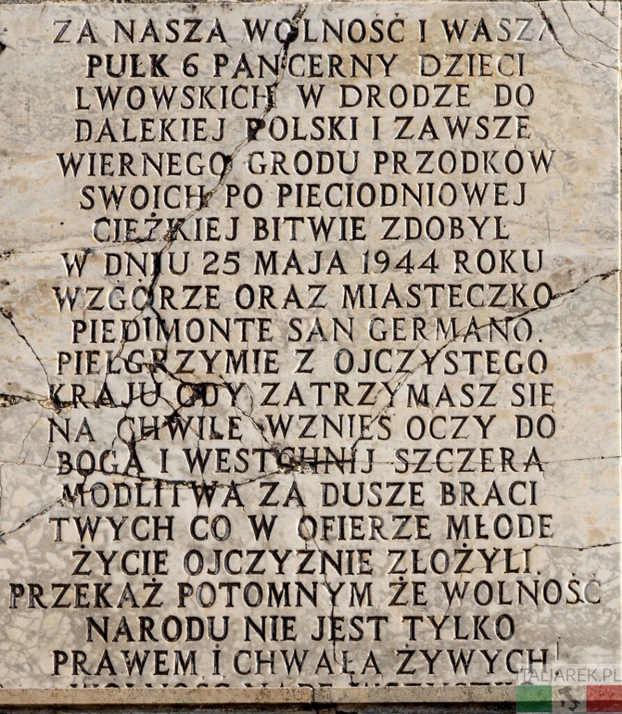 Tablica na pomniku w Piedimonte San Germano