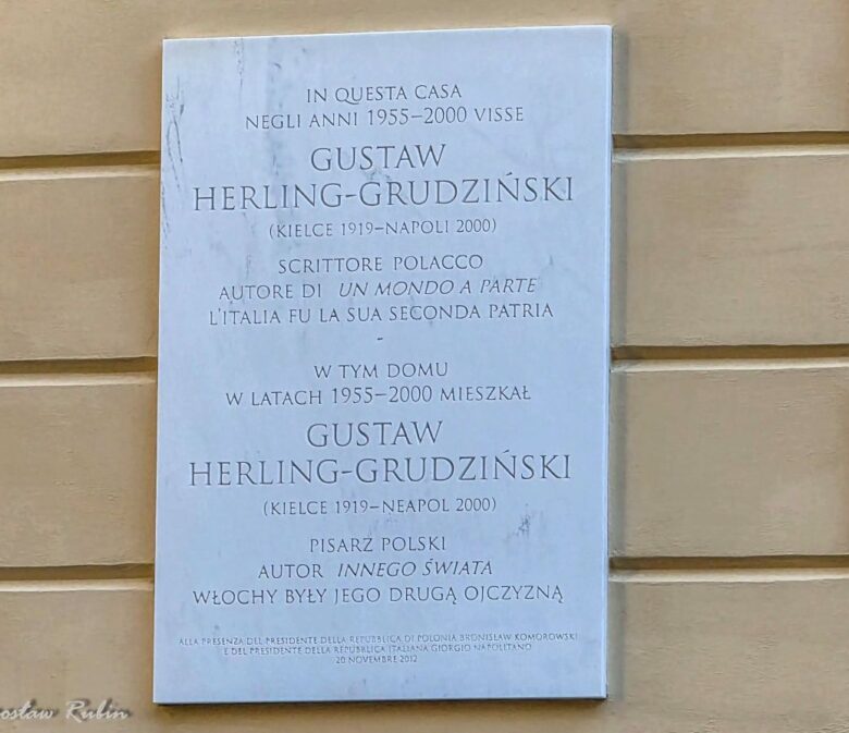Gustaw Herling-Grudziński – tablica pamiątkowa - Neapol